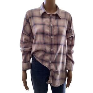 Outiffters button down plaid boxy fit oversize sz XS